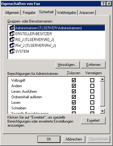 Standartbenutzer einer Homeserverfreigabe