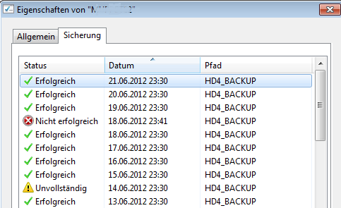LOG der Serverbackups