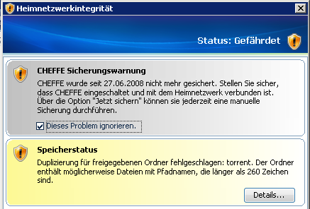 Letztere Fehlermeldung ist gemeint