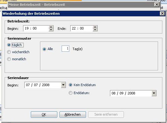 Wiederholung der Betriebszeit