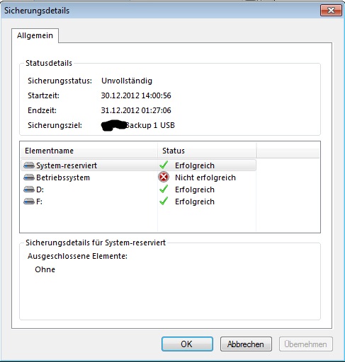 Beispiel Backup-Ergebnis