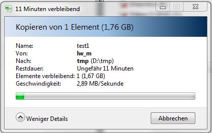 Screenhost beim kopieren per Windows Explorer